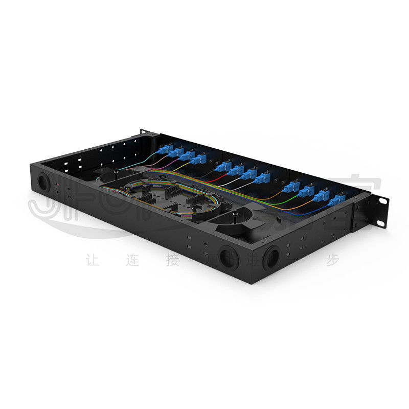 FTTZ FTTB 1U Rotating Design Fusion Splice Tray 12/24/48/96 Cores Fiber Patch Panel Cold Rolled Steel Rack Mount Cabinet